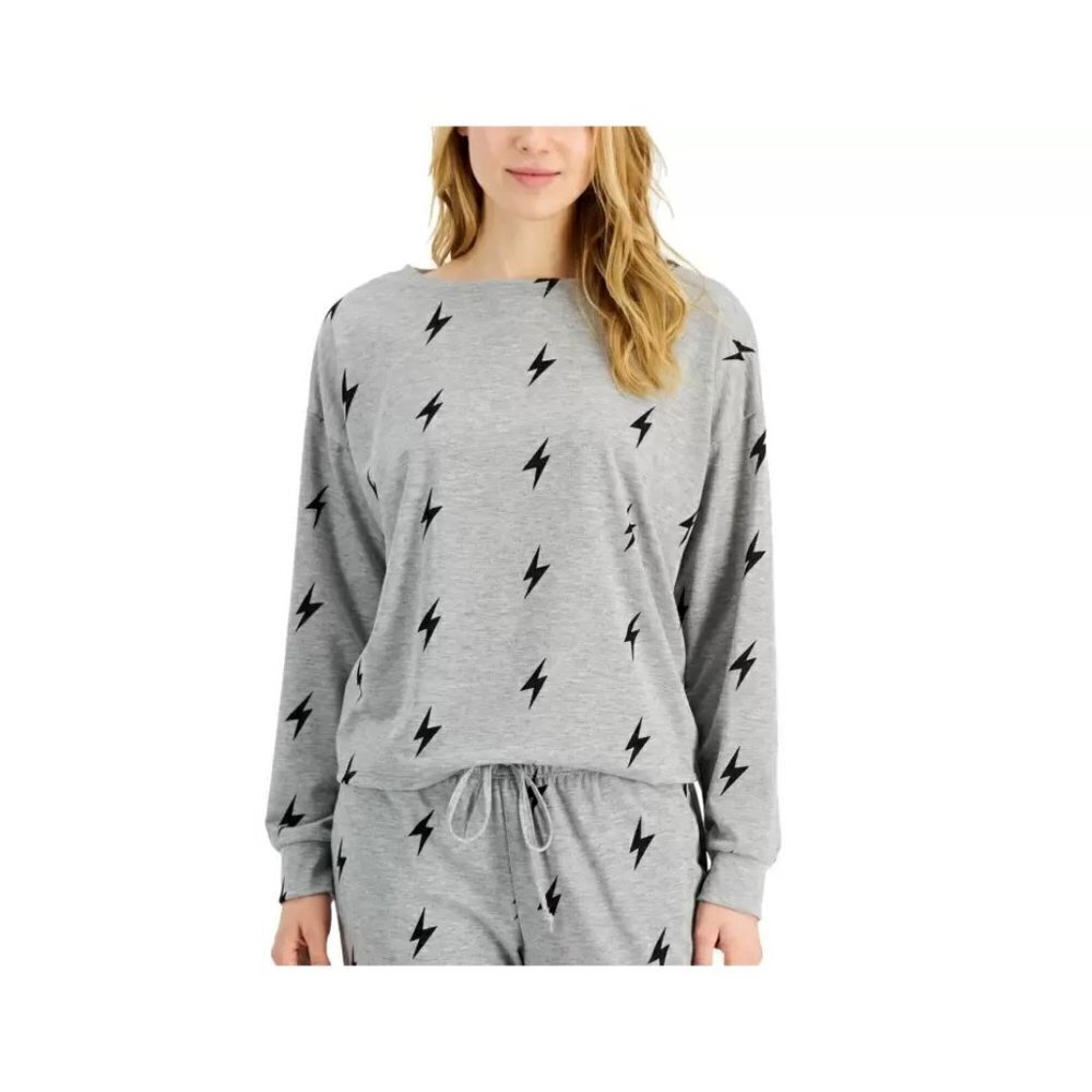 Jenni Jennifer Moore Womens Medium Lightening Bolt Long Sleeve Pajama Top 080